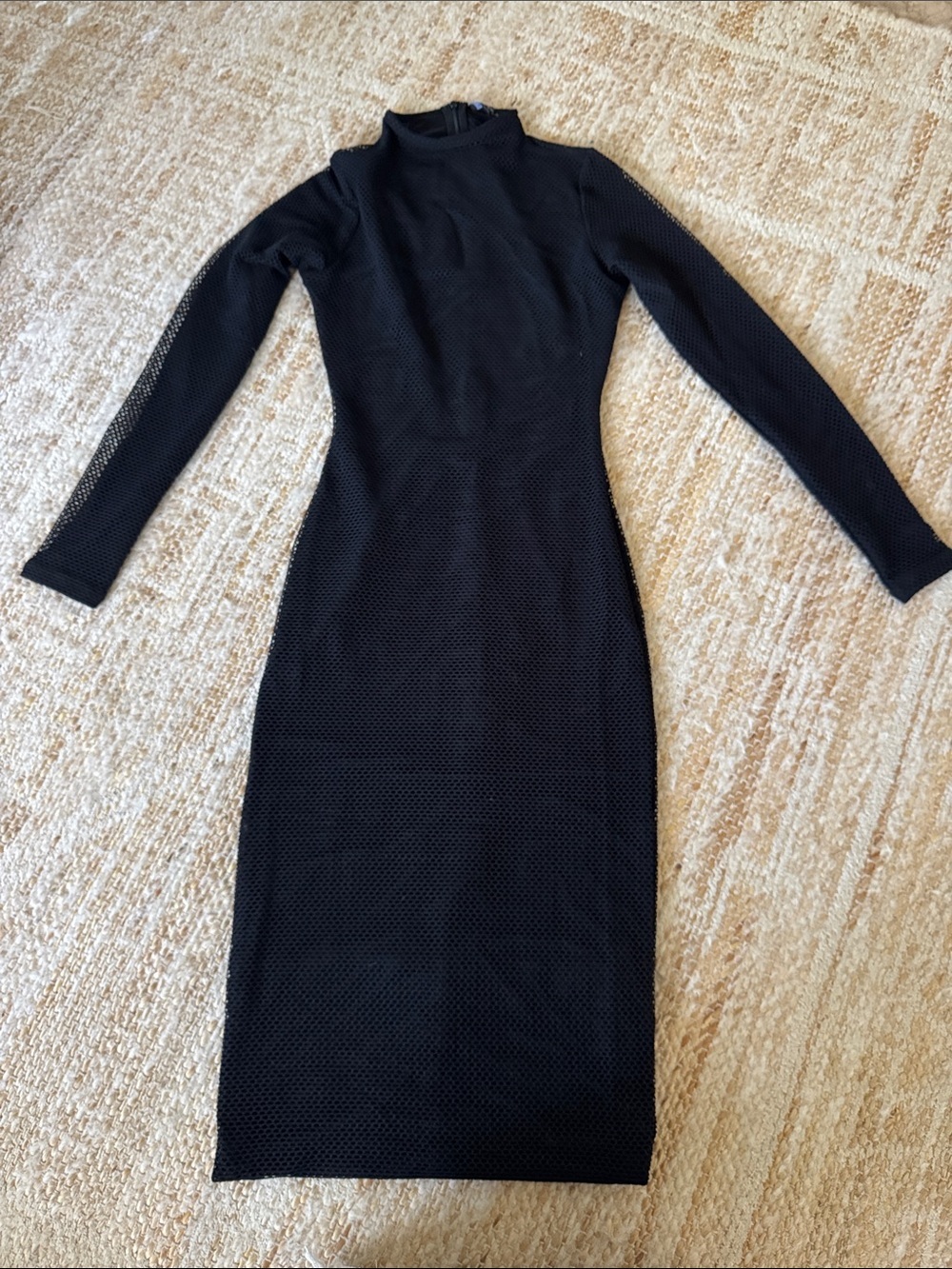 naked wardrobe Black Long-Sleeve Midi Bodycon Dress